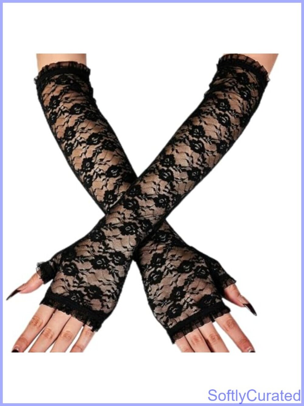Long Lace Opera Gloves Fingerless Elegant Evening Party Accessory